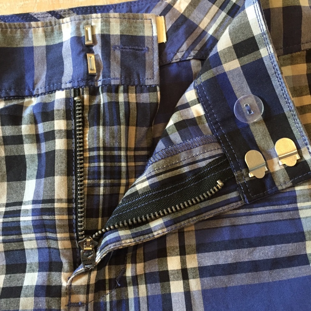 NWT G.H. Bass Plaid Cotton Skirt 8 blue black - Picture 3 of 7